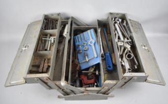 A Metal Toolbox Containing Spanners, Wrenches and Other Workshop Tools