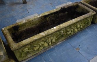 A Reconstituted Stone Rectangular Garden Planter with Moulded Relief Decoration, 91cm wide