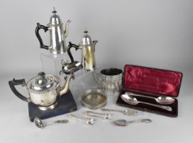 A Collection of Various Silver Plated Items to Comprise Pair of Edwardian Cased Serving Spoons,