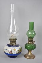 Two Mid 20th Century Oil Lamps in Ceramic and Glass