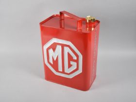 A Reproduction Painted Tin Petrol Can for MG, with Brass Tap, 34cm high