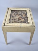 An Edwardian Occasional Table or Stand with Glazed Top Containing Dried Flowers and Leaves, 36x30cm