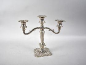 A Mid/Late 20th Century Silver Plated Three Branch Candelabra, 28cm Wide and 25cm High