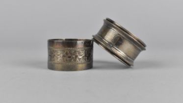 Two Silver Napkin Rings, One by Mappin & Webb (John Newton Mappin) Having Floral Band Design, 27g