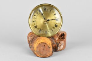 A Late 20th Century Mantel Clock with Battery Movement, Set on Section of Tree Trunk, 12cm Wide