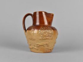 A 19th/20th Century Stoneware Glazed Tavern Jug Decorated in Relief with Huntsman, Hounds,