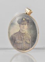 A 9ct Gold Mounted Oval Open Double Sided Photo Locket Housing Two Photos of WWI Soldiers, Chester