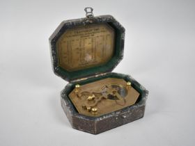 A Reproduction Cased Sundial Compass in Brass, the Hinged Lid with Engraved Scale to Inner, 11cm