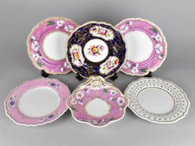 A Collection of 19th Century Porcelain Plates to Comprise Hand Painted Floral Cartouche Decorated