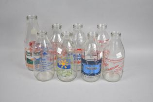 A Collection of Eight Late 20th Printed Milk Bottles