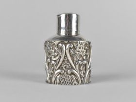 A Silver Bottle Having Repousse Decoration and Monogrammed to Lid, London 1893 Hallmark, 9cm high,