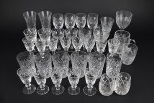 A Collection of Various Cut Glass to Comprise Tumblers, Wines, Flutes, Sherries etc