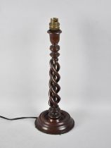 An Early 20th Century Turned Wooden Open Spiral Table Lamp Base, No Shade, 38cm High