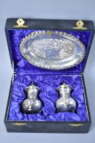 A Late 20th Century Cased Silver Plated Cruet Set