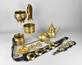 A Collection of Various Brassware to Comprise Indian Niello Pot, Horse Brass and Leather, Soho