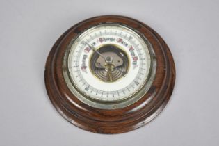 An Edwardian Circular Aneroid Wall Mounting Barometer , 16cm Diameter