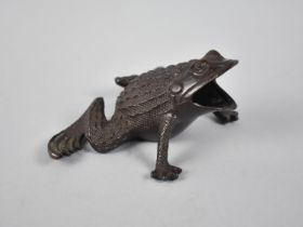 A Patinated Bronze Study of an Opened Mouthed Toad, 11cm long