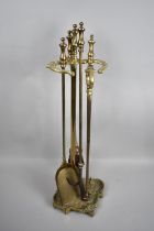 A Mid/Late 20th Century Brass Long Handled Fire Iron Companion Set, 71cm High