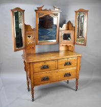 A Late Victorian Walnut Dressing Chest with Two Short and One Long Drawers, Raised Mirror Quarter