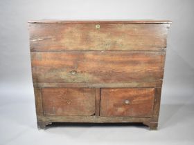 A 19th Century Oak Coffer Chest with Hinged Lid and Two Base Drawers, Bracket Feet, 109cm wide