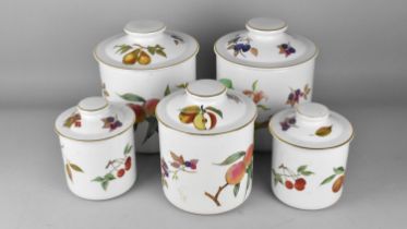 Five Royal Worcester Lidded Storage Pots, Various Sizes Ranging from 23cm to 16cm high