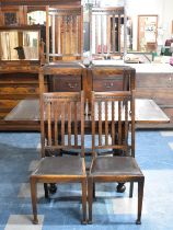 An Edwardian Oak Draw Leaf Extending Dining Table on Carved Bulbous Supports Together with Four