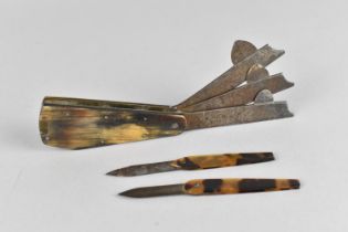 A 19th Century Three Bladed Veterinary Fleam with Horn Scales together with Two Miniature Pen Knives