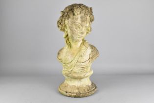 A Reconstituted Stone Garden Bust, 46cm high