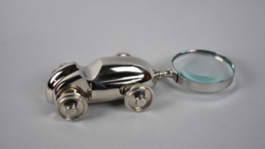 A Modern Silver Plated Novelty Desktop Magnifying Glass, the Handle in the Form of a Vintage