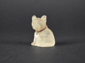 An Late 19th/Early 20th Century Czech Frosted Glass Bulldog Cracker Charm, 4.5cm high