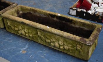 A Reconstituted Stone Rectangular Garden Planter with Moulded Relief Decoration, 91cm wide