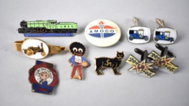 A Collection of Vintage Enamel Lapel Badges, Cufflinks Etc