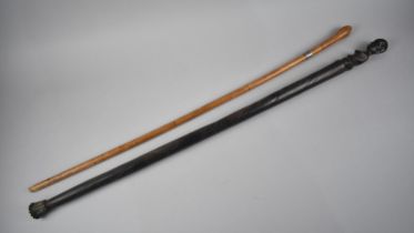 A Vintage African Walking Cane with Carved Handle in the Form of Kneeling Female (Head Glued)
