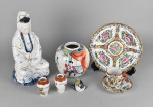 A Collection of Various Oriental Items to Comprise Chinese Ginger Jar, Japanese Tea Cup, Vases