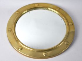 A Circular Brass Framed Convex Mirror, 26cm Diameter