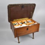 A Mid 20th Century Lift Top Sewing Box and Contents, 48cm wide