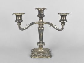 A Late 20th Century Former Silver Plated Three Branch Candelabra, 25cm High