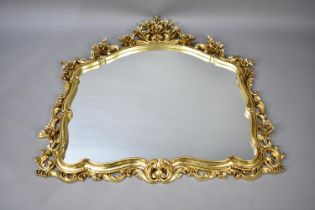 A Modern Gilt Framed Over Mantle Mirror, 113cm Wide and 116cm High Overall