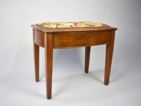 A Mid 20th Century Mahogany Lift Top Piano Stool with Upholstered Pad Seat, Square Tapering