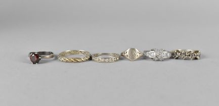 Six Silver Rings of Various Designs, all Marked