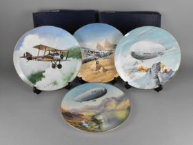 Four Coalport Aircraft Plates, Wings Across the Empire Handley Page, Sopwith Pup, The R34 Airship