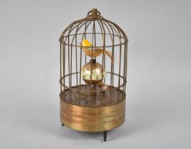 A Reproduction Novelty Automaton Bird Cage Clock, Working Order, 18cm High