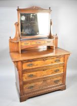 A Late Victorian Burr Walnut Three Drawer Dressing Chest, Matches Lot 568, 106cm wide