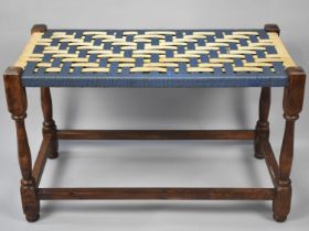 A Mid/Late 20th Century Woven Top Stool with Oak Frame, 58cm x 30cm