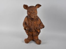 A Rusted Metal Garden Ornament in The Form of a Anthropomorphic Pig, 43cm high