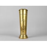 A German Brass Cylindrical Tapering Vase by GBN (Gebruder Bing Nürnberg) Having Relief Decoration,