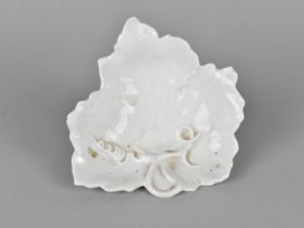 A Porcelain White Glazed Pickle Dish in the Form of a Vine Leaf, 11.5cm wide