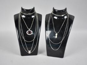 A Collection of Various 925 Silver and White Metal Necklace Chains to Include Some with Pendants