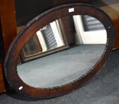 A Mid 20th Century Oak Framed Oval Wall Mirror, 88x64cm