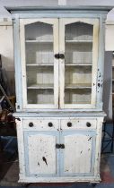 A 19th Century Painted and Glazed Housekeepers Cupboard, the Base Section with Two Drawers Over base